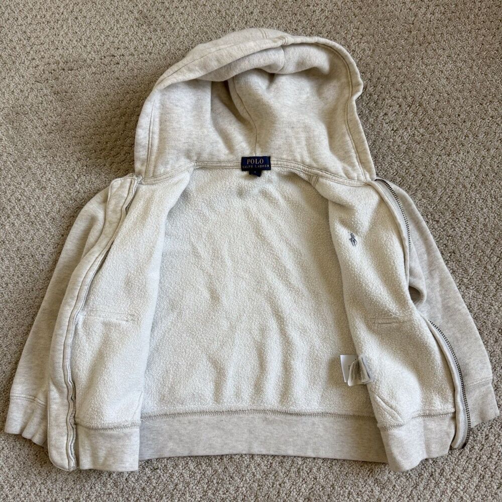 Polo Ralph Lauren Gray Fleece Full Zip Hoodie Unisex Kids Size 5 Quiet Luxury - Picture 6 of 10